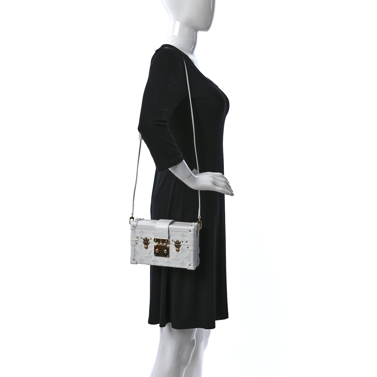 Calfskin Monogram Embroidered Petite Malle White