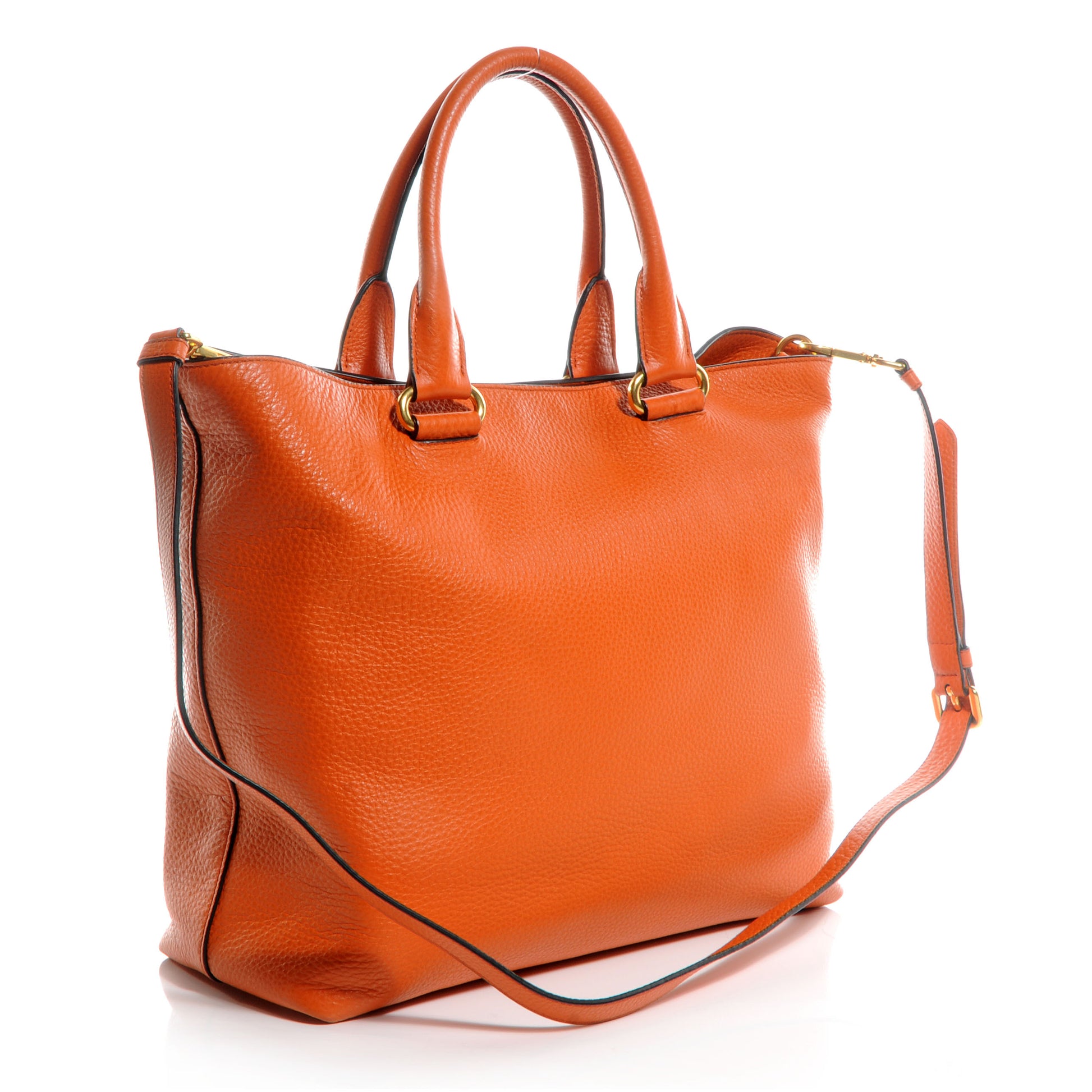 Prada Vitello Daino Leather Shopping Tote Papaya 3 of 10