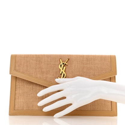 Saint Laurent Micro Raffia Uptown Pouch Natural Hay Blush 2 of 8