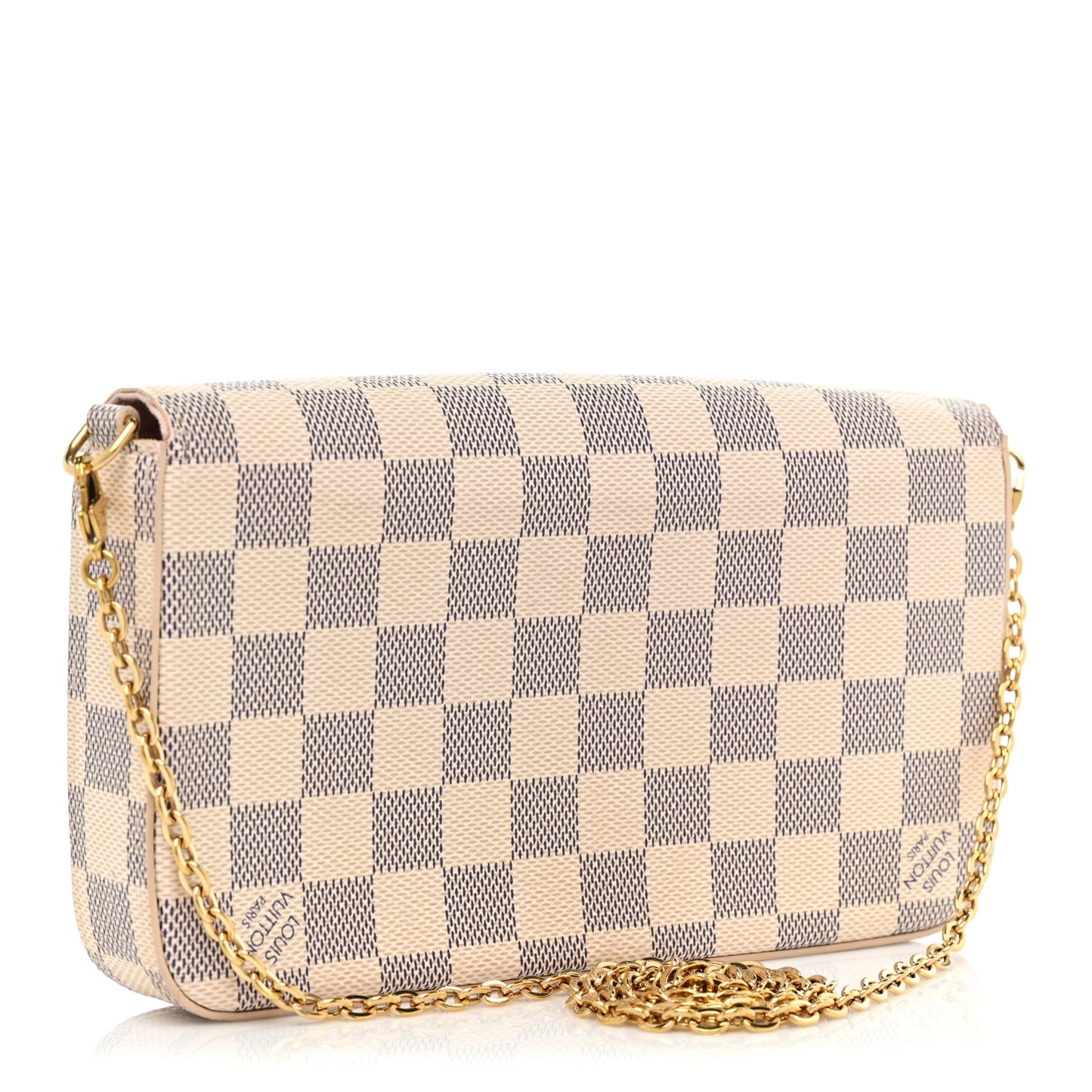 Damier Azur Pochette Felicie Chain Wallet Rose Ballerine