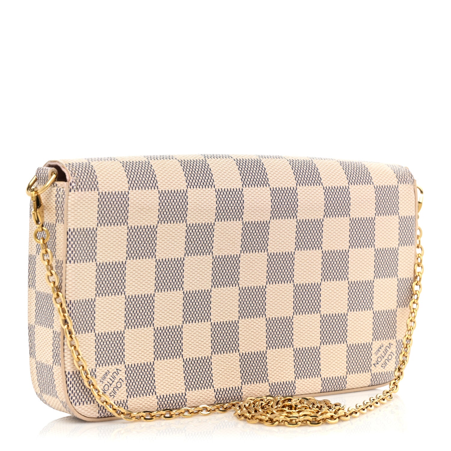 Louis Vuitton Damier Azur Pochette Felicie Chain Wallet Rose Ballerine 4 of 11