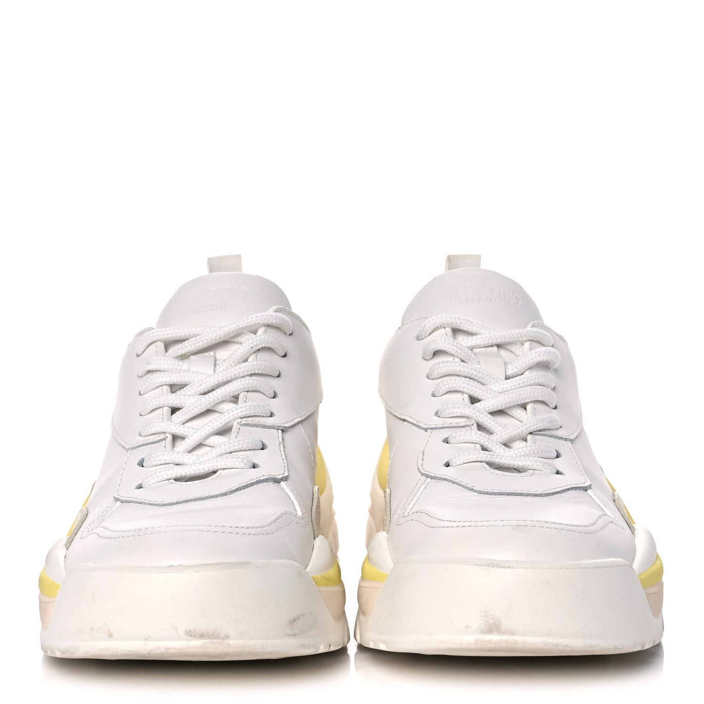Calfskin Womens Gumboy Sneakers 36 White Lime Yellow