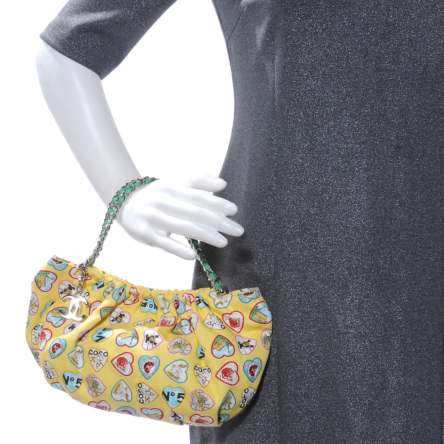 Canvas Coco Hearts Shoulder Bag Yellow