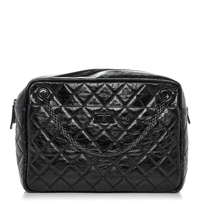 Chanel Metallic Aged Calfskin Quilted Large Reissue Camera Case Black 1 of 7