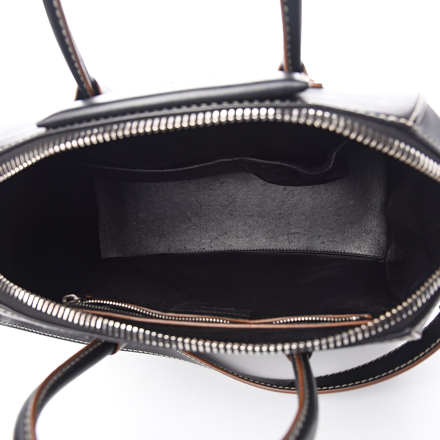 Calfskin Contrast Topstitch Medium Antigona Black White Brown