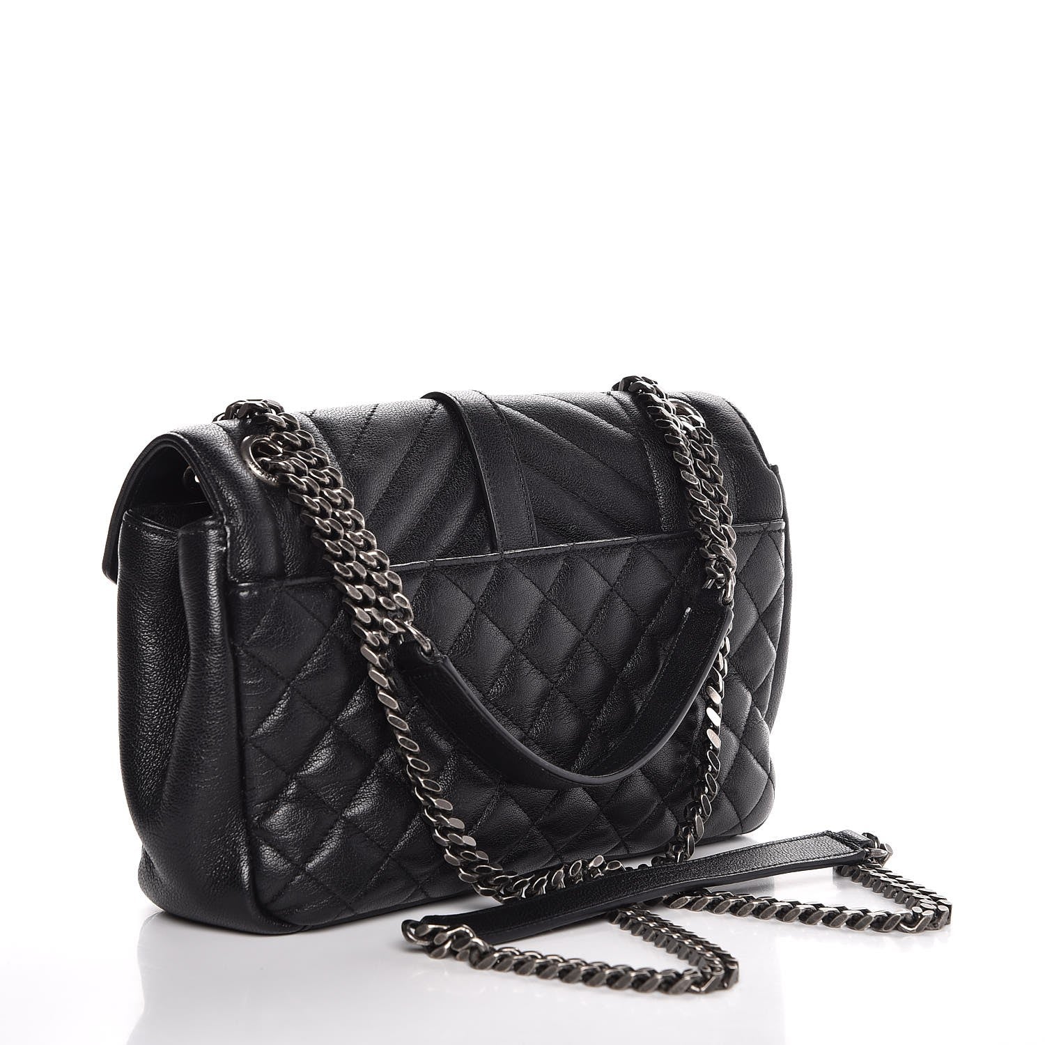 Saint Laurent Sheepskin Tri-Quilt Monogram Medium College Bag Black 3 of 8