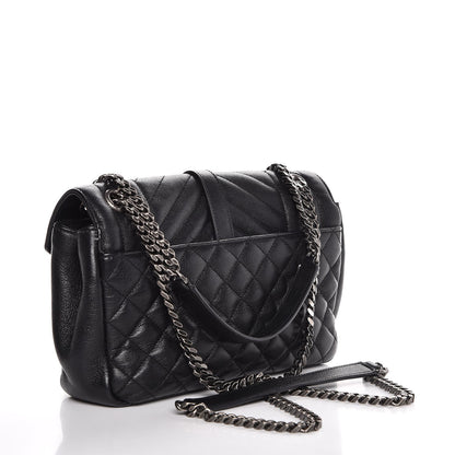 Saint Laurent Sheepskin Tri-Quilt Monogram Medium College Bag Black 3 of 8