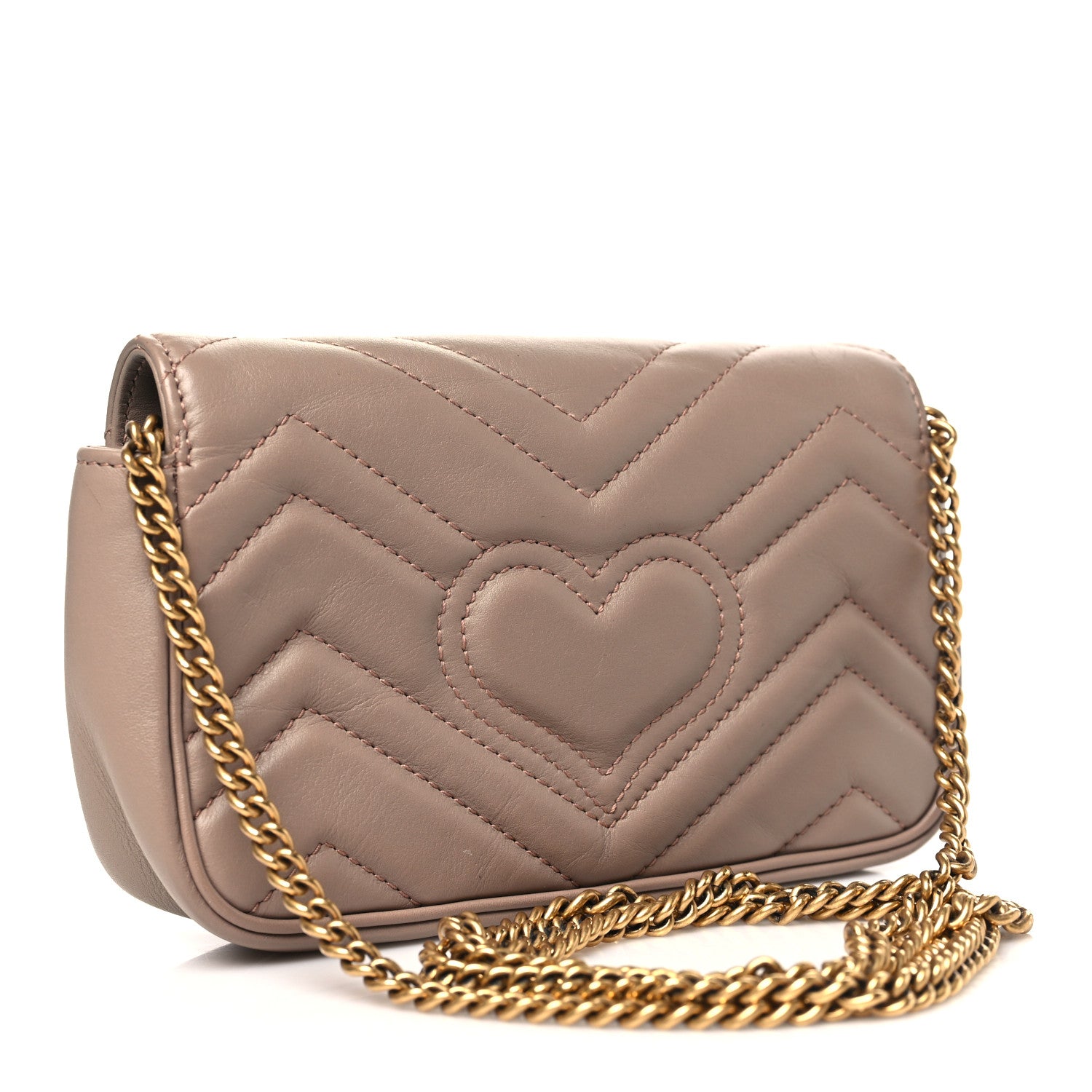 Gucci Calfskin Matelasse Super Mini GG Marmont Shoulder Bag Porcelain Rose 3 of 12