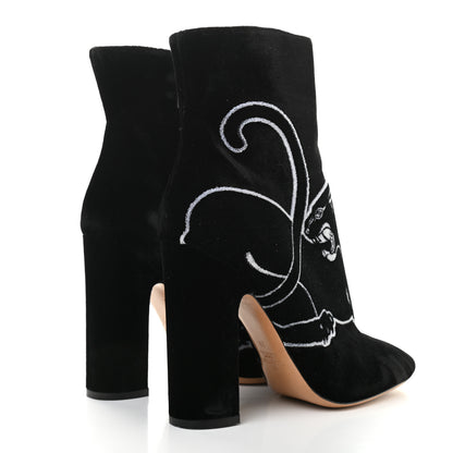 Valentino Garavani Velvet Panther Embroidered Ankle Boots Black 39 4 of 12