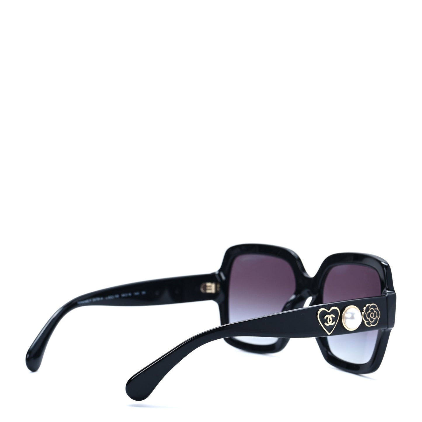 Acetate Charms Pearl Square Sunglasses 5479-A Black Gold
