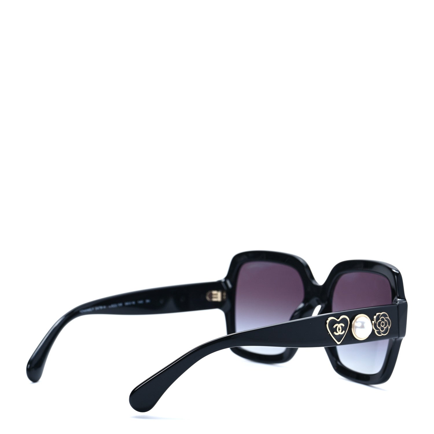 Chanel Acetate Charms Pearl Square Sunglasses 5479-A Black Gold 4 of 7