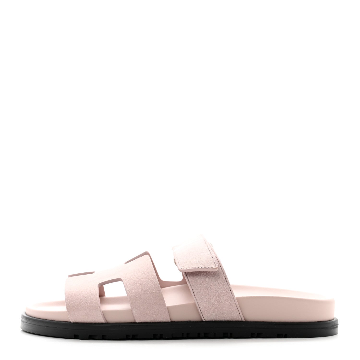 Hermes Suede Goatskin Womens Chypre Sandals 37.5 Rose Porcelaine 1 of 9