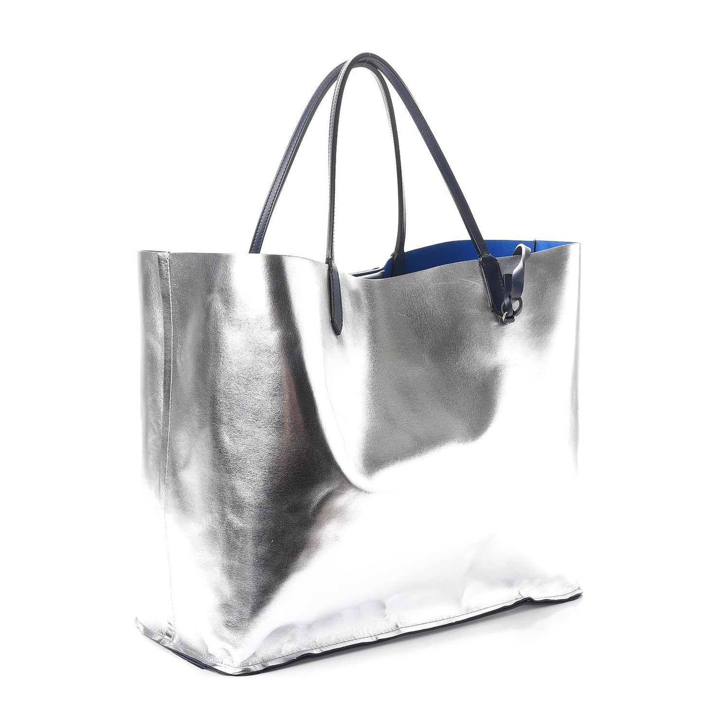 Metallic Calfskin Suede Ombre Large Reversible Antigona Tote Blue Silver
