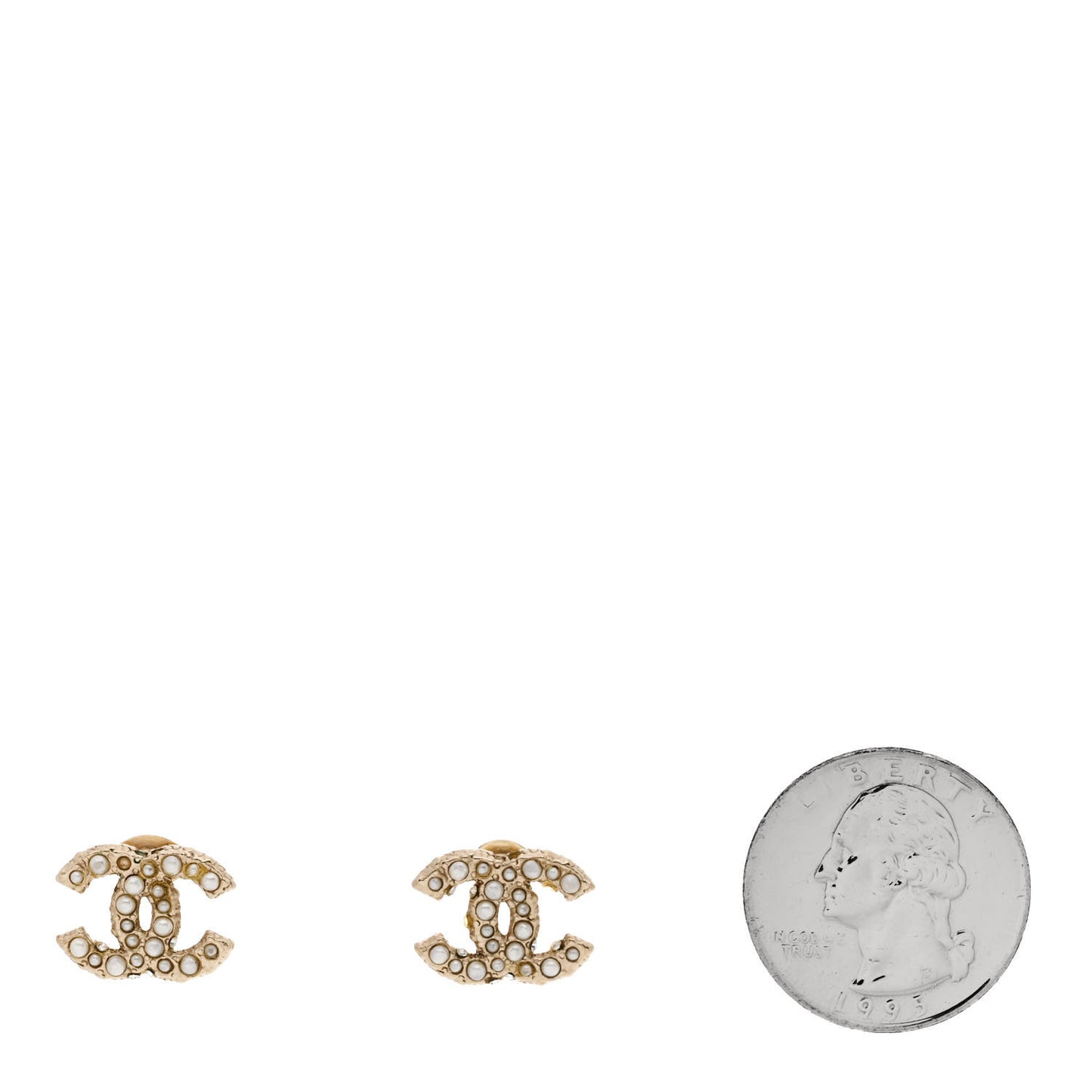 Metal Graduated Pearl Crystal CC Earrings Light Gold