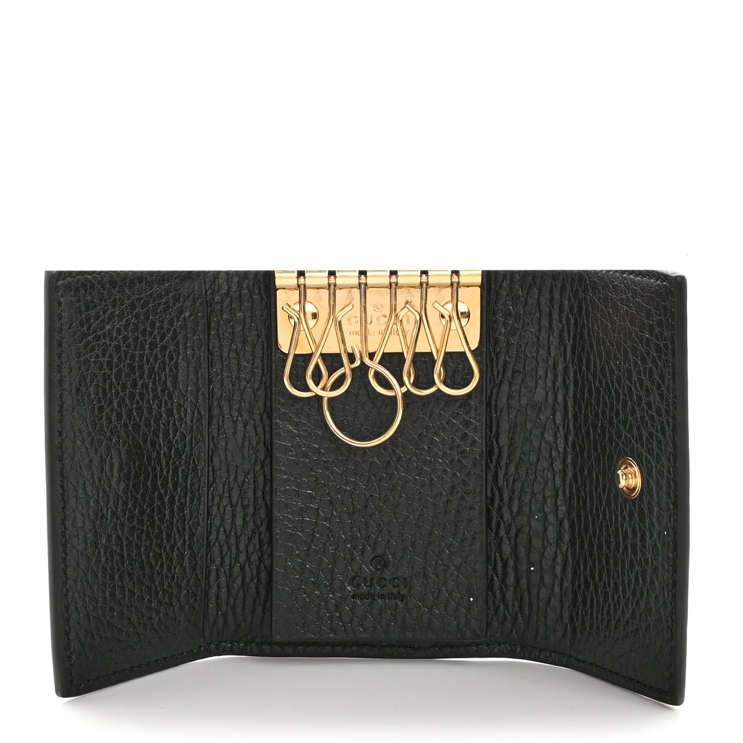 Dollar Calfskin GG Supreme Monogram GG Marmont 6 Key Holder Case Black Beige Ebony