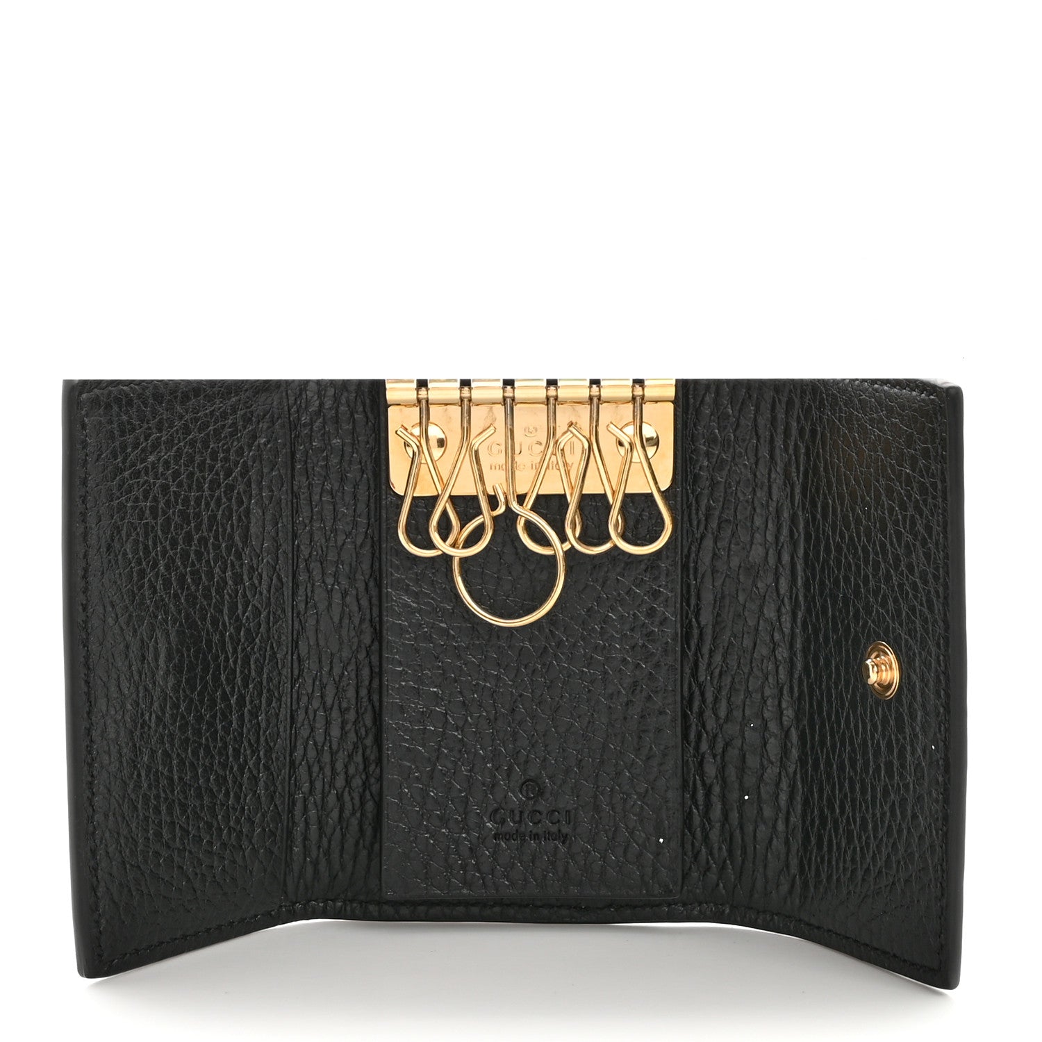 Gucci Dollar Calfskin GG Supreme Monogram GG Marmont 6 Key Holder Case Black Beige Ebony 5 of 10