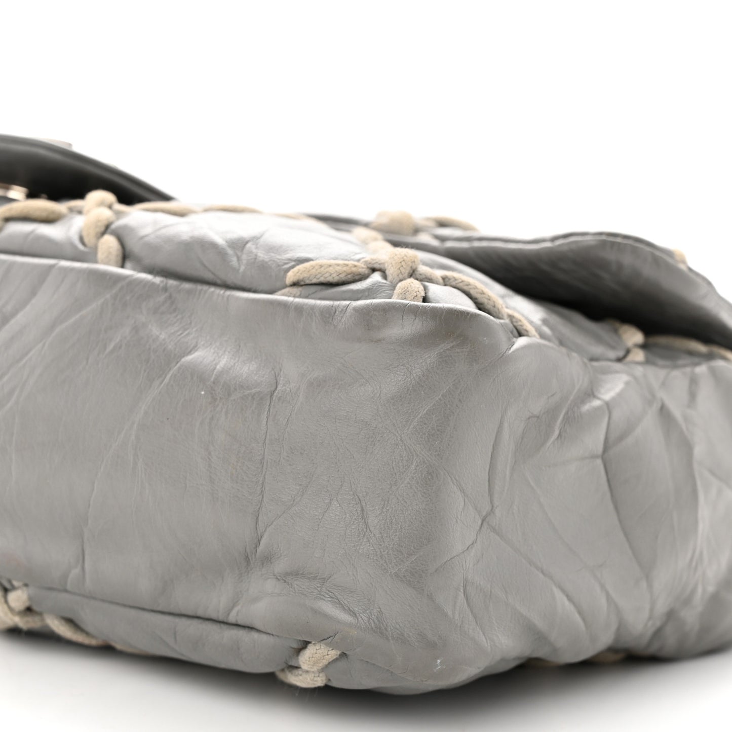 Calfskin Medium Ultra Stitch Flap Grey