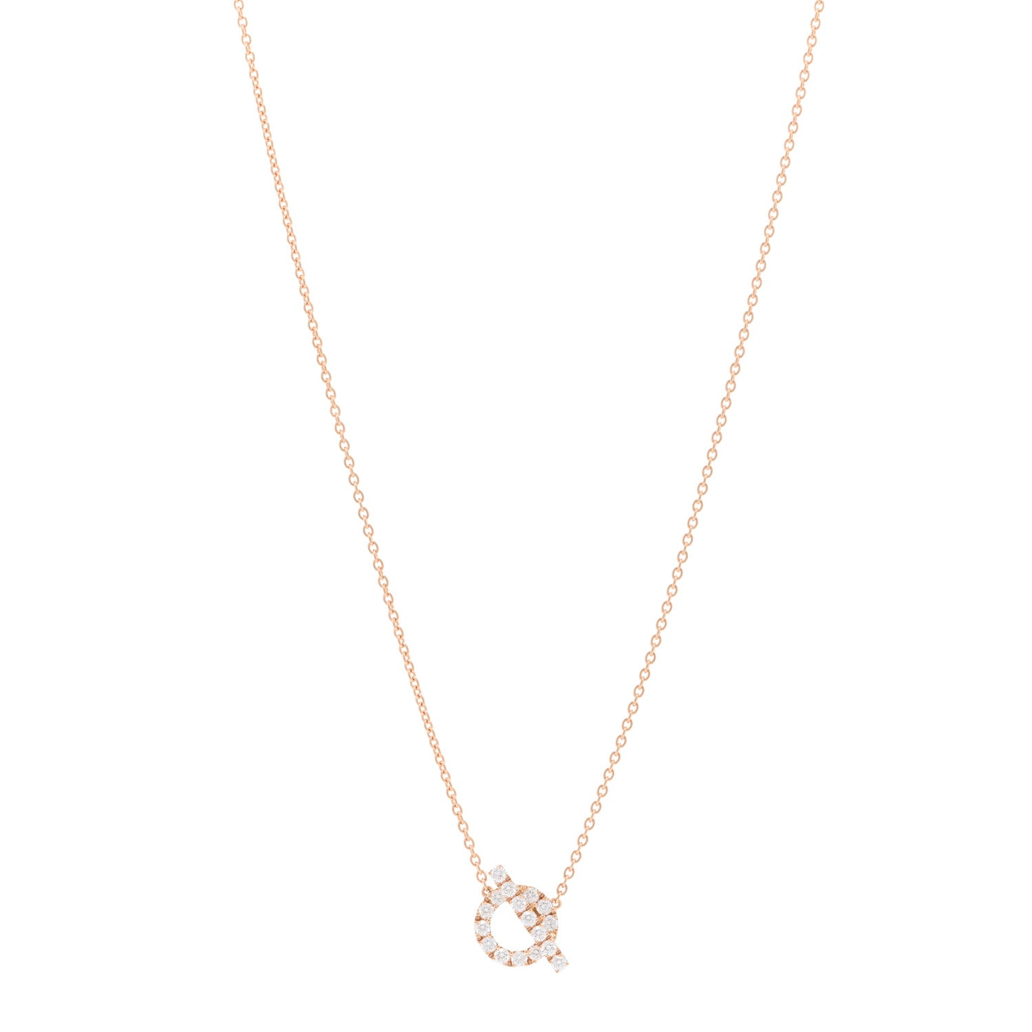 Hermes 18K Rose Gold Diamond Finesse Pendant Necklace 1 of 6