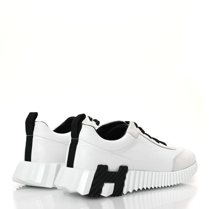 Hermes Goatskin Suede Bouncing Sneakers 39 White Black 4 of 9