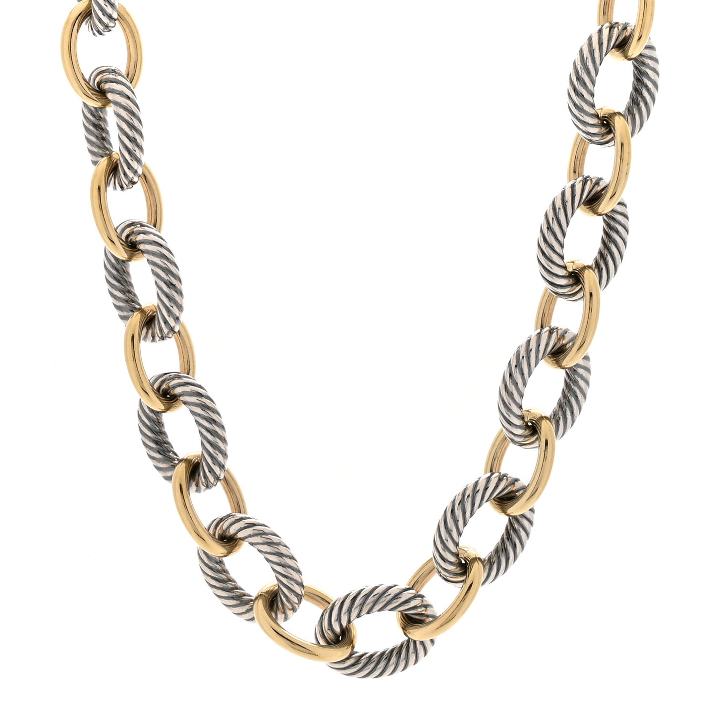 Sterling Silver 18K Yellow Gold 18mm Extra Large Oval Link Necklace