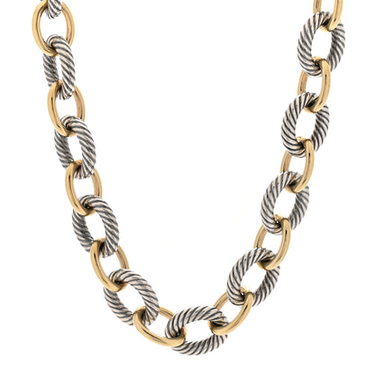 David Yurman Sterling Silver 18K Yellow Gold 18mm Extra Large Oval Link Necklace 1 of 6