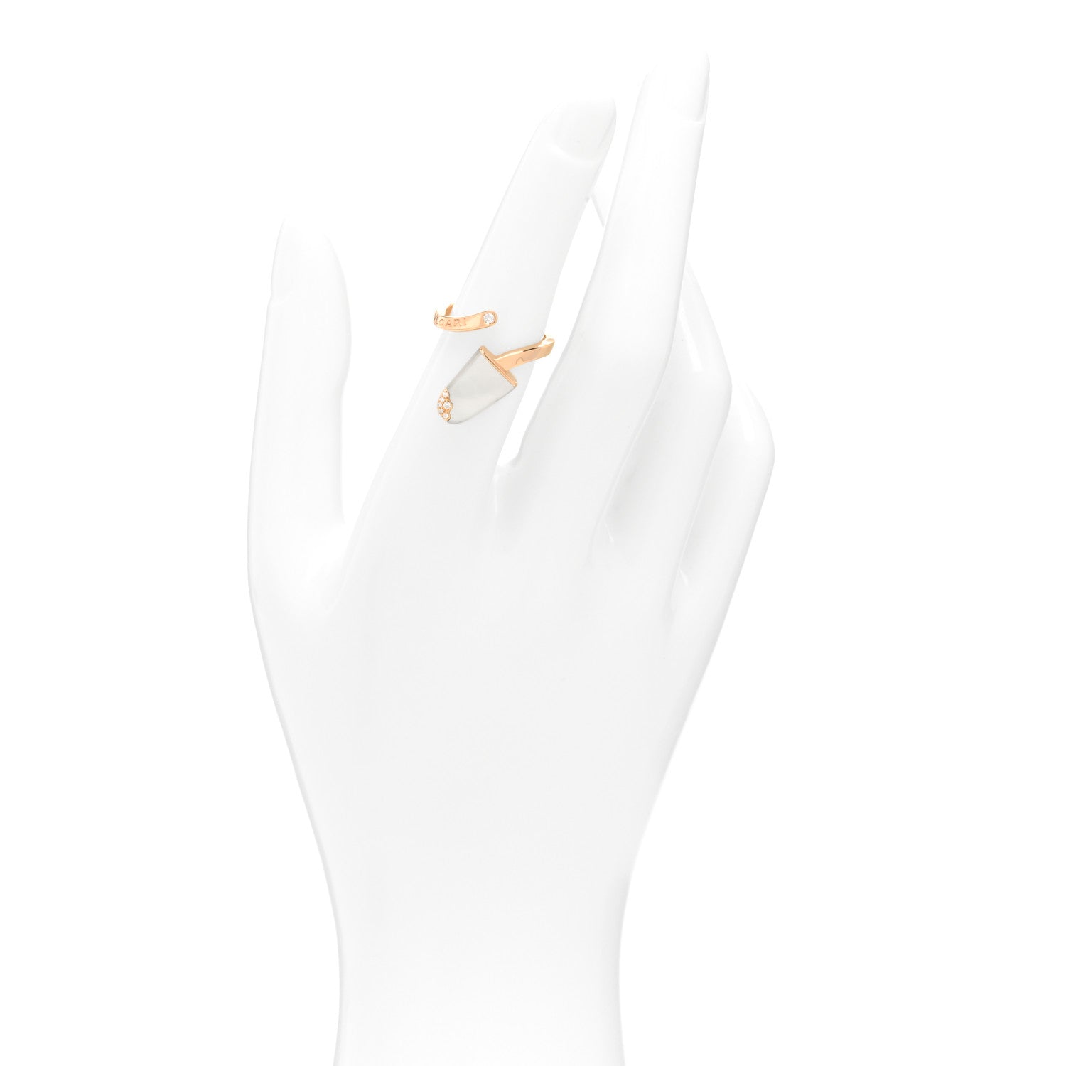 Bulgari 18K Rose Gold Diamond Mother of Pearl Gelati Ring 50 5.25 2 of 4
