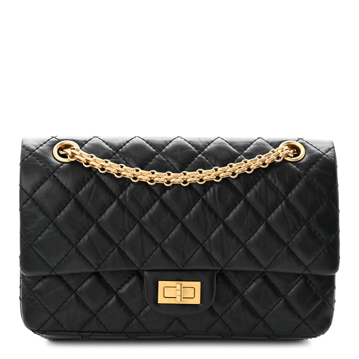 Aged Calfskin Quilted 2.55 Reissue 225 Flap Black