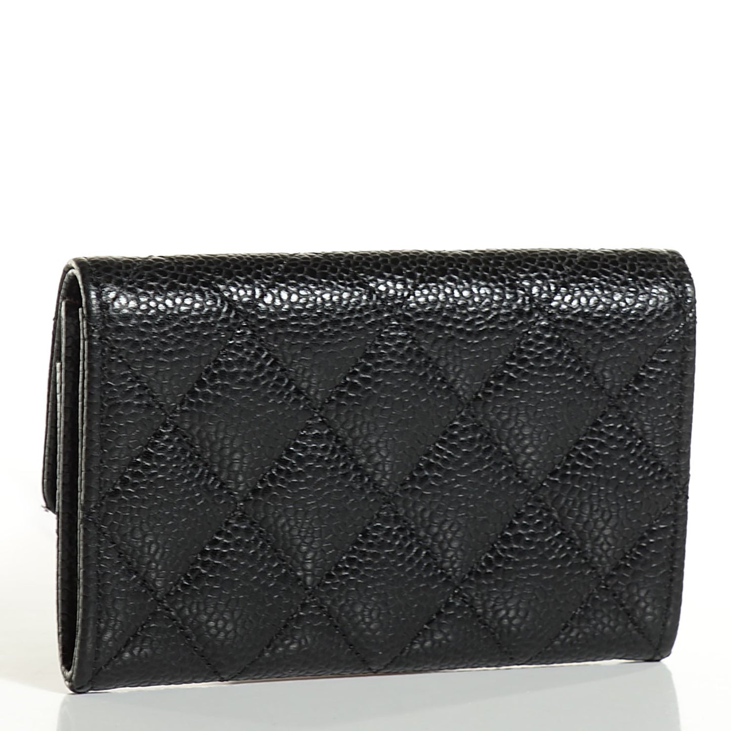 Caviar Quilted Flap Card Holder Black