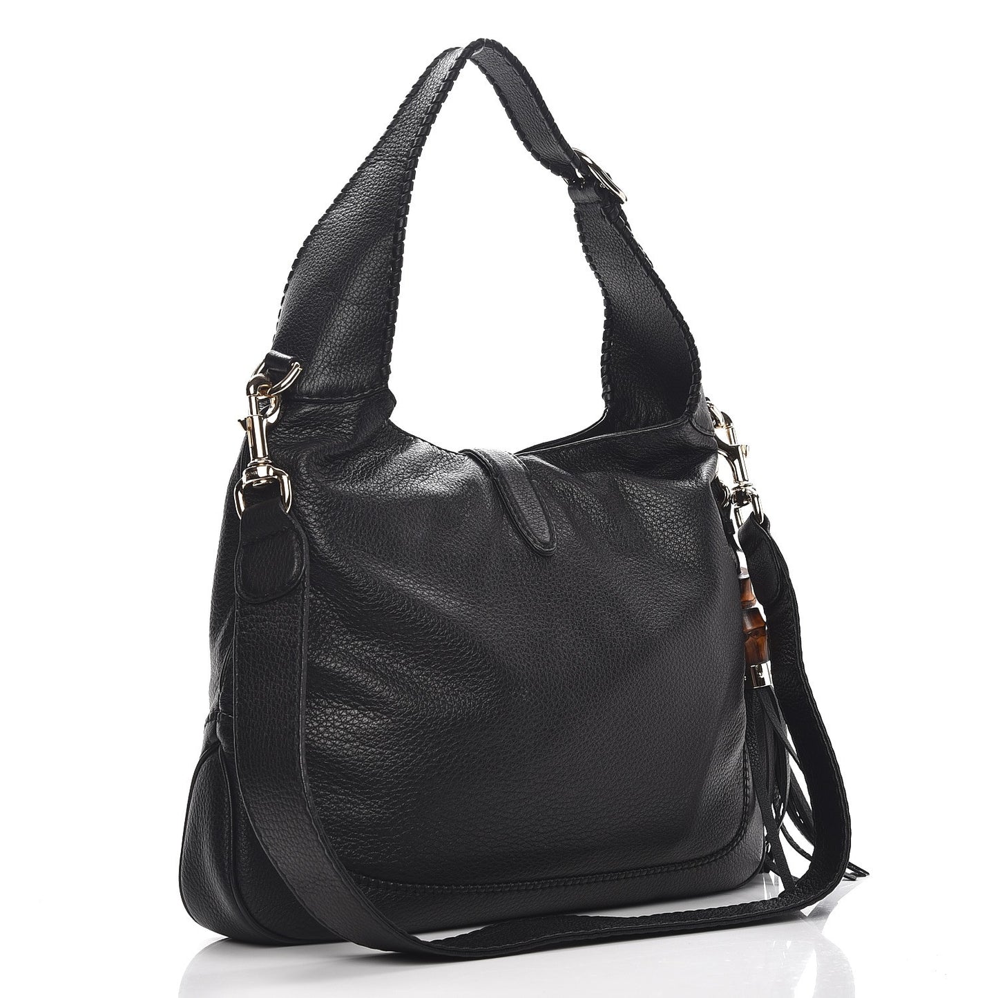 Pebbled Calfskin Medium New Jackie Shoulder Bag Black