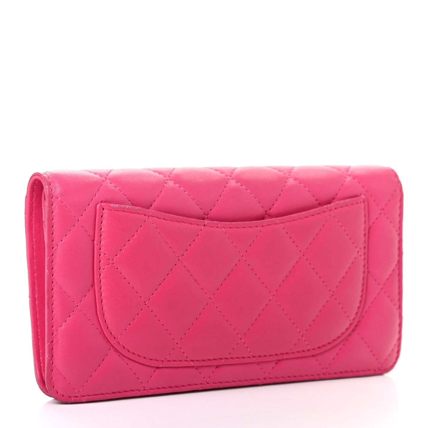 Lambskin Quilted Yen Wallet Fuchsia