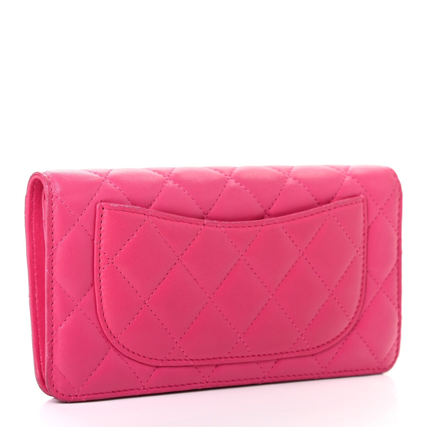 Chanel Lambskin Quilted Yen Wallet Fuchsia 3 of 13