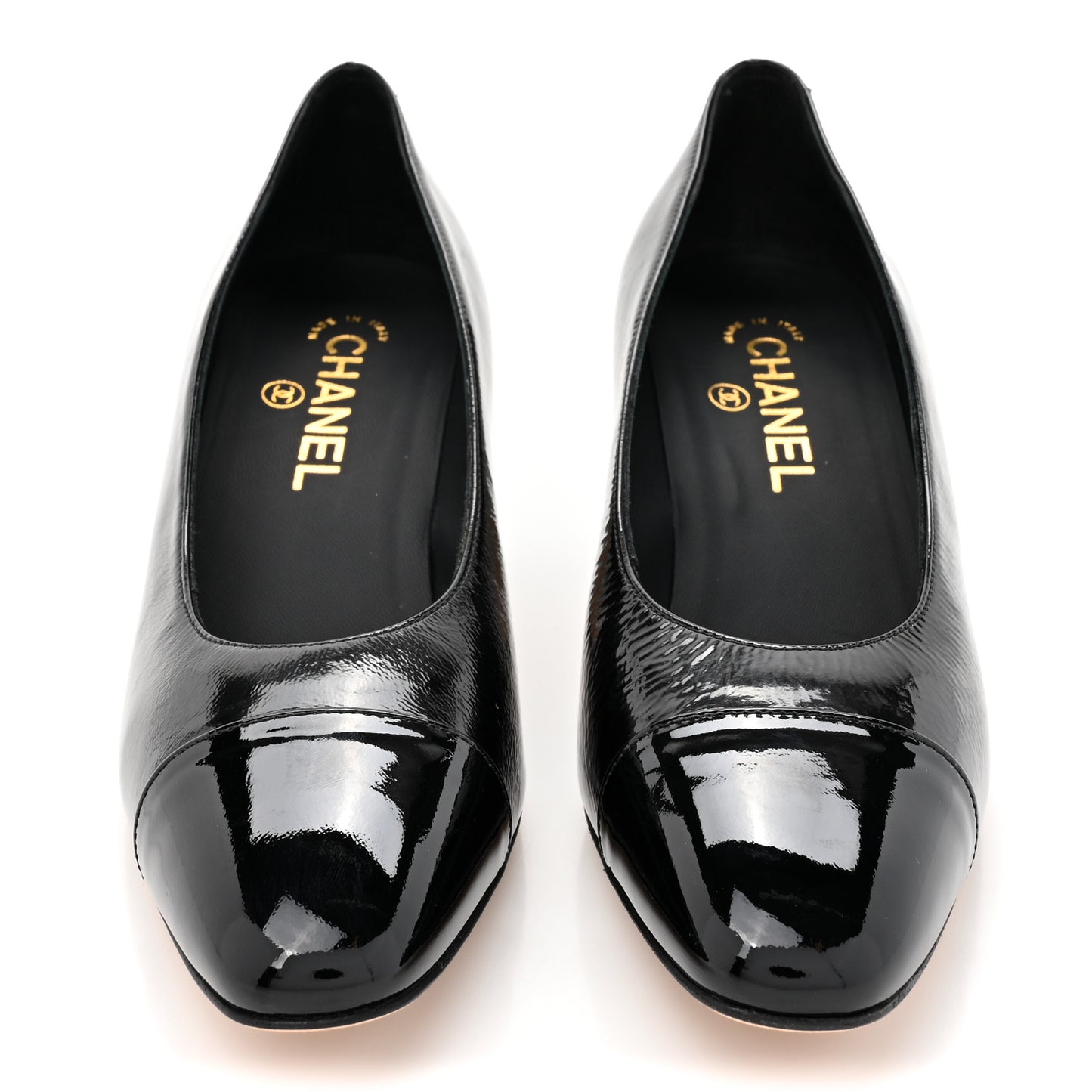 Patent Goatskin Cap Toe Mary Janes 38 Black