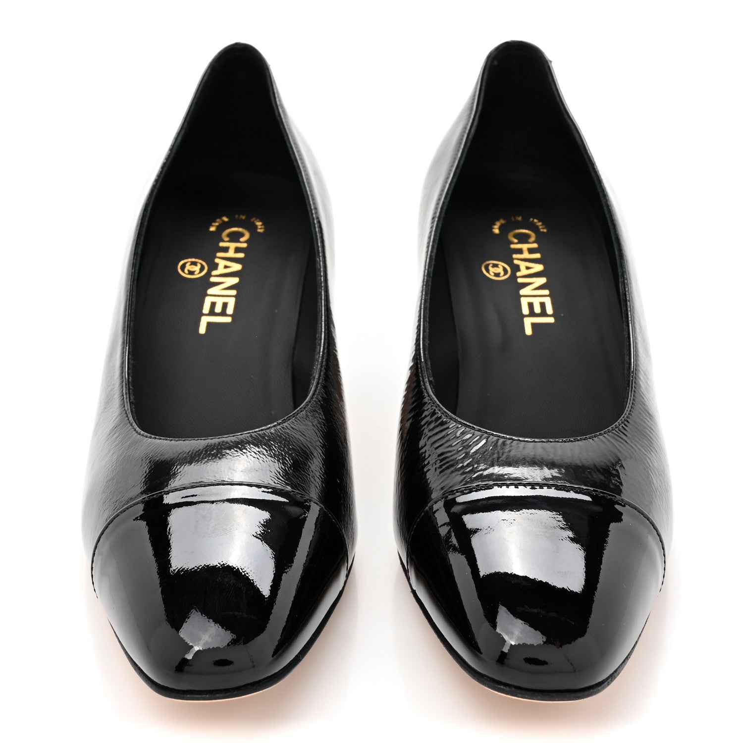 Chanel Patent Goatskin Cap Toe Mary Janes 38 Black 2 of 11