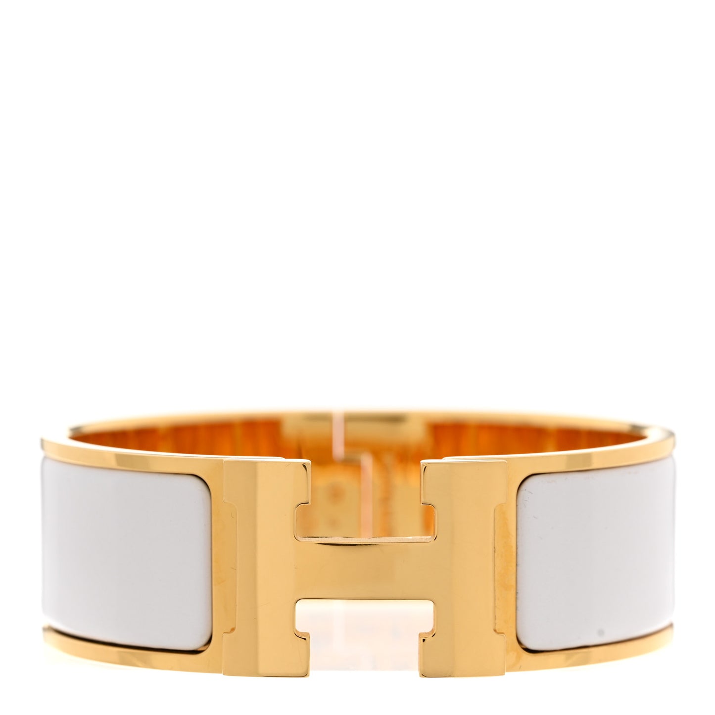 Enamel Wide Clic Clac H Bracelet GM White