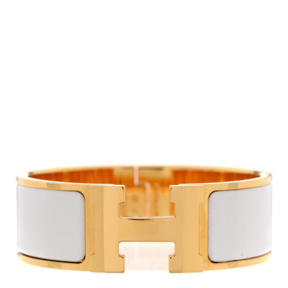 Hermes Enamel Wide Clic Clac H Bracelet GM White 1 of 4