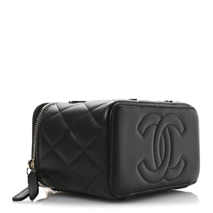 Chanel Lambskin Enamel Quilted Roller Skate Small Vanity Case With Chain Black 5 of 11