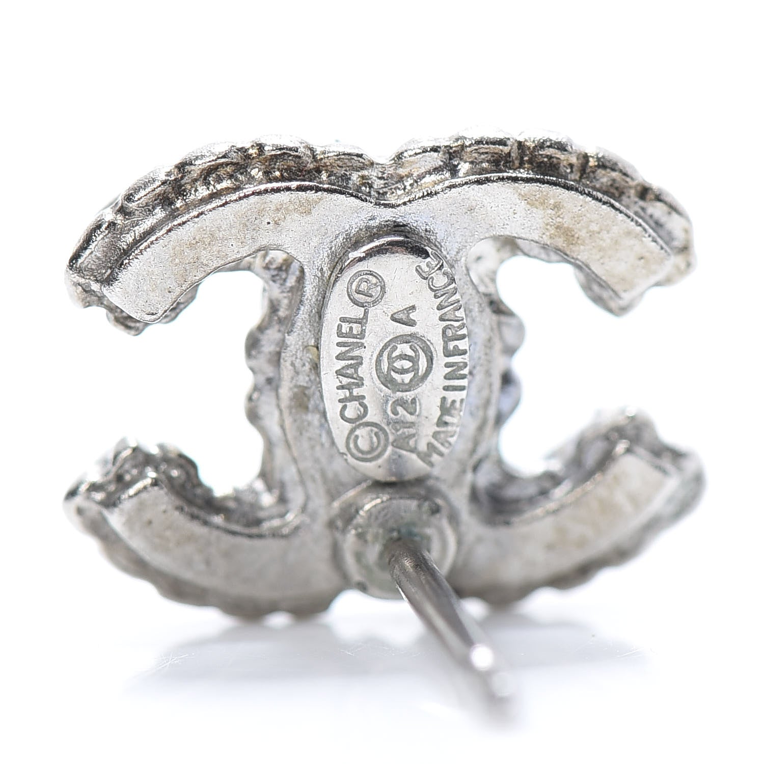 Chanel Crystal Mini Timeless CC Earrings Silver 4 of 5