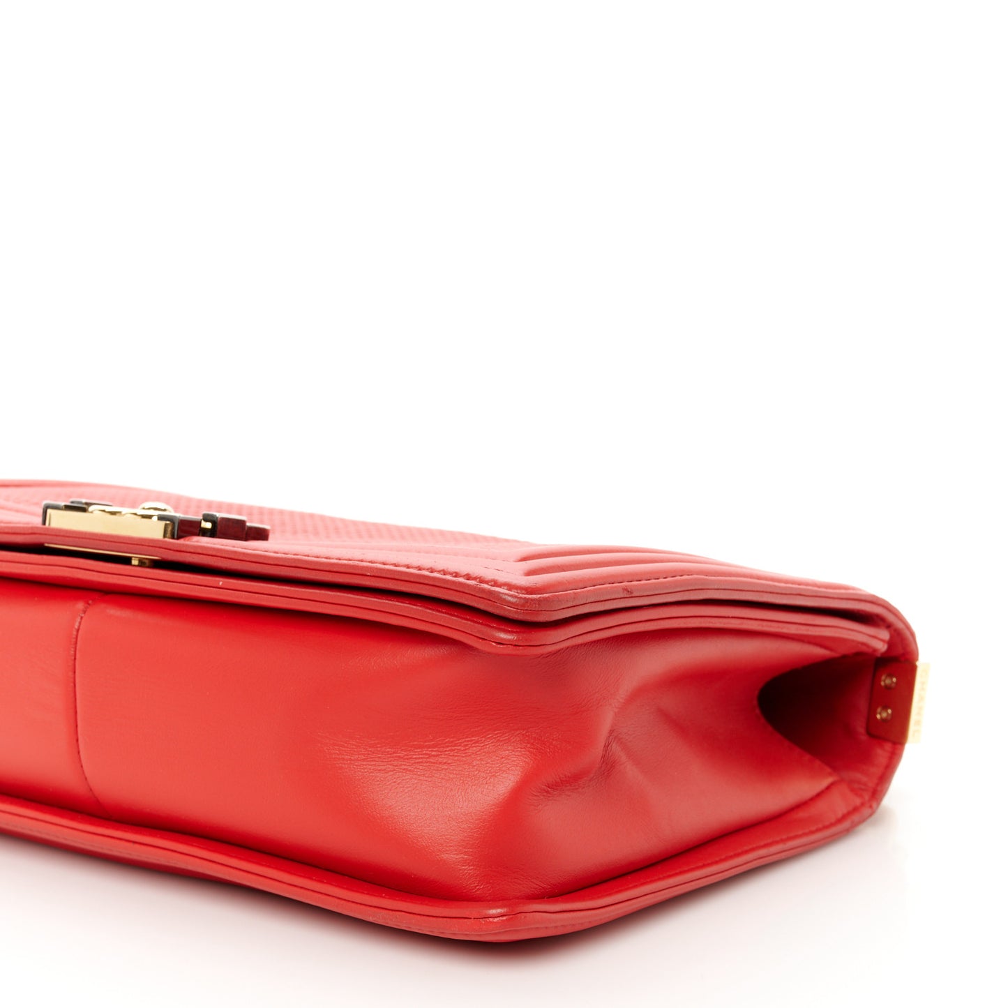 Lambskin Embossed New Medium Boy Cube Flap Red