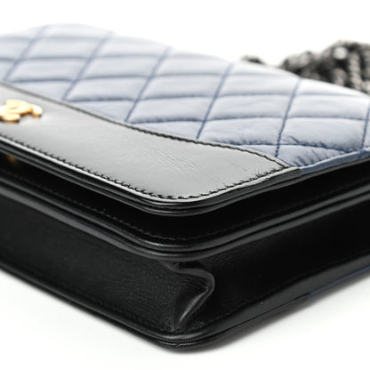 Chanel Aged Calfskin Quilted Gabrielle Wallet On Chain WOC Navy Black 10 of 12