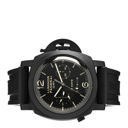 Panerai Black Ceramic Rubber 44mm Chrono Monopulsante 8 Days GMT Manual Winding Watch Black PAM00317 2 of 5