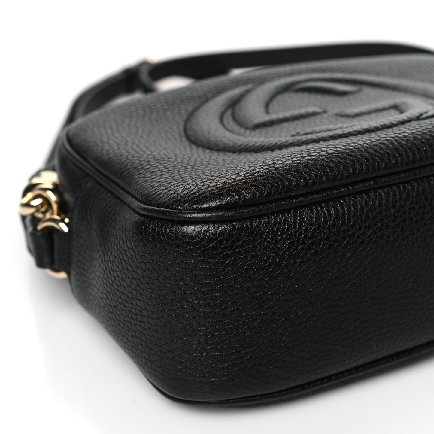 Pebbled Calfskin Small Soho Disco Bag Black