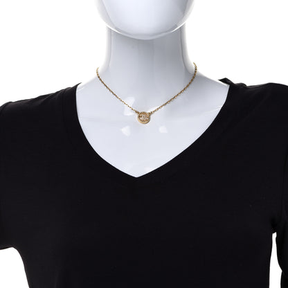 Chanel Crystal Metal CC Round Pendant Necklace Gold 2 of 6