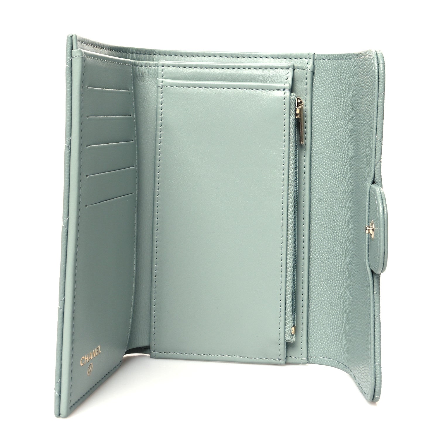 Chanel Caviar Quilted Medium Flap Wallet Light Blue 5 of 10