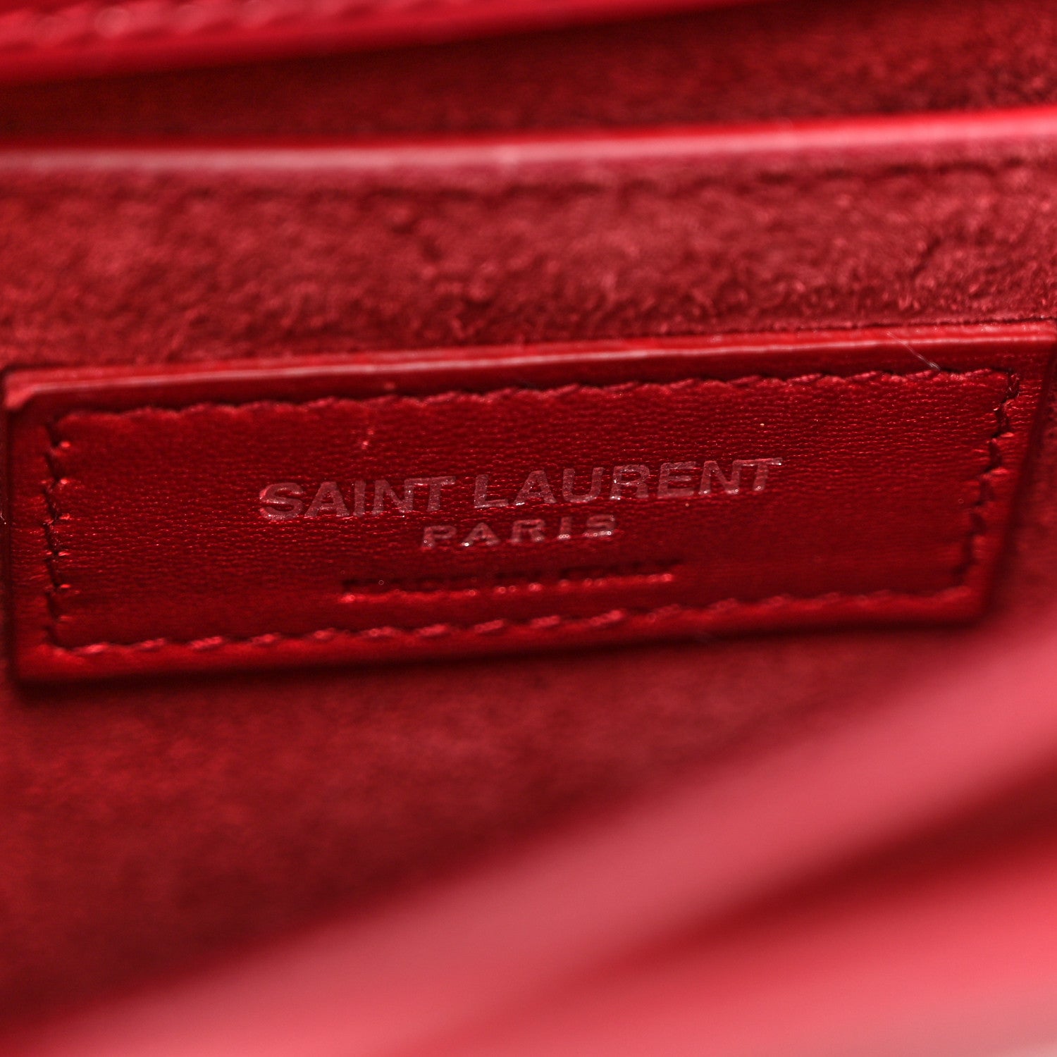 Saint Laurent Calfskin Crocodile Embossed Medium Monogram Sunset Rouge Eros 6 of 14