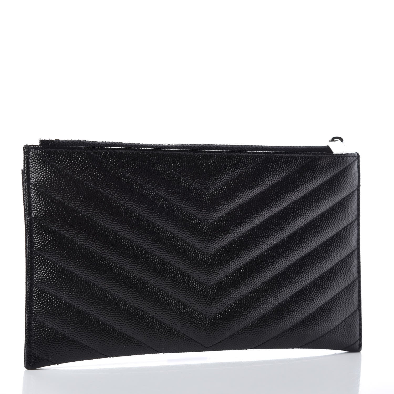 Saint Laurent Grain De Poudre Chevron Monogram Bill Pouch Black 3 of 8