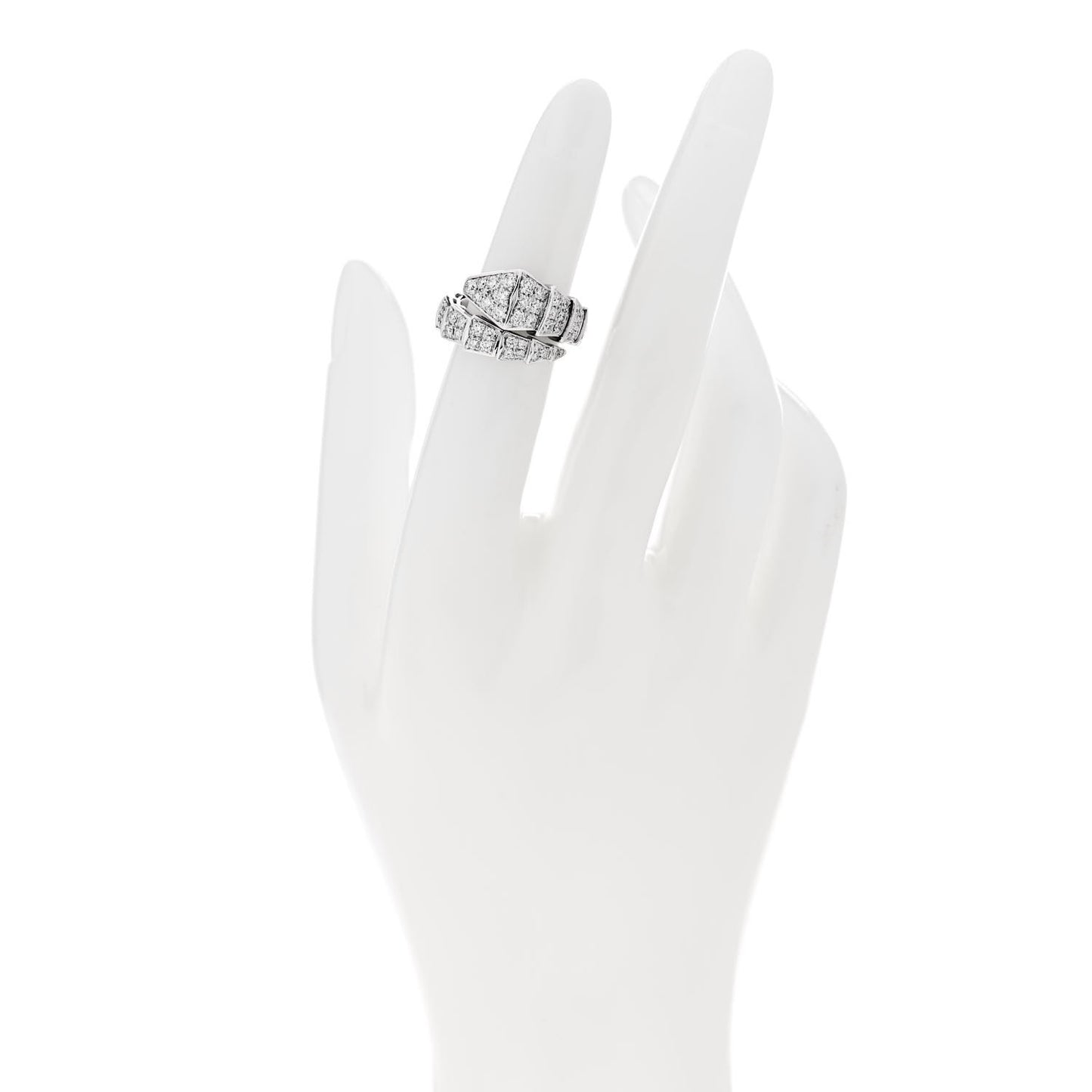 18K White Gold Diamond One-Coil Serpenti Viper Ring S