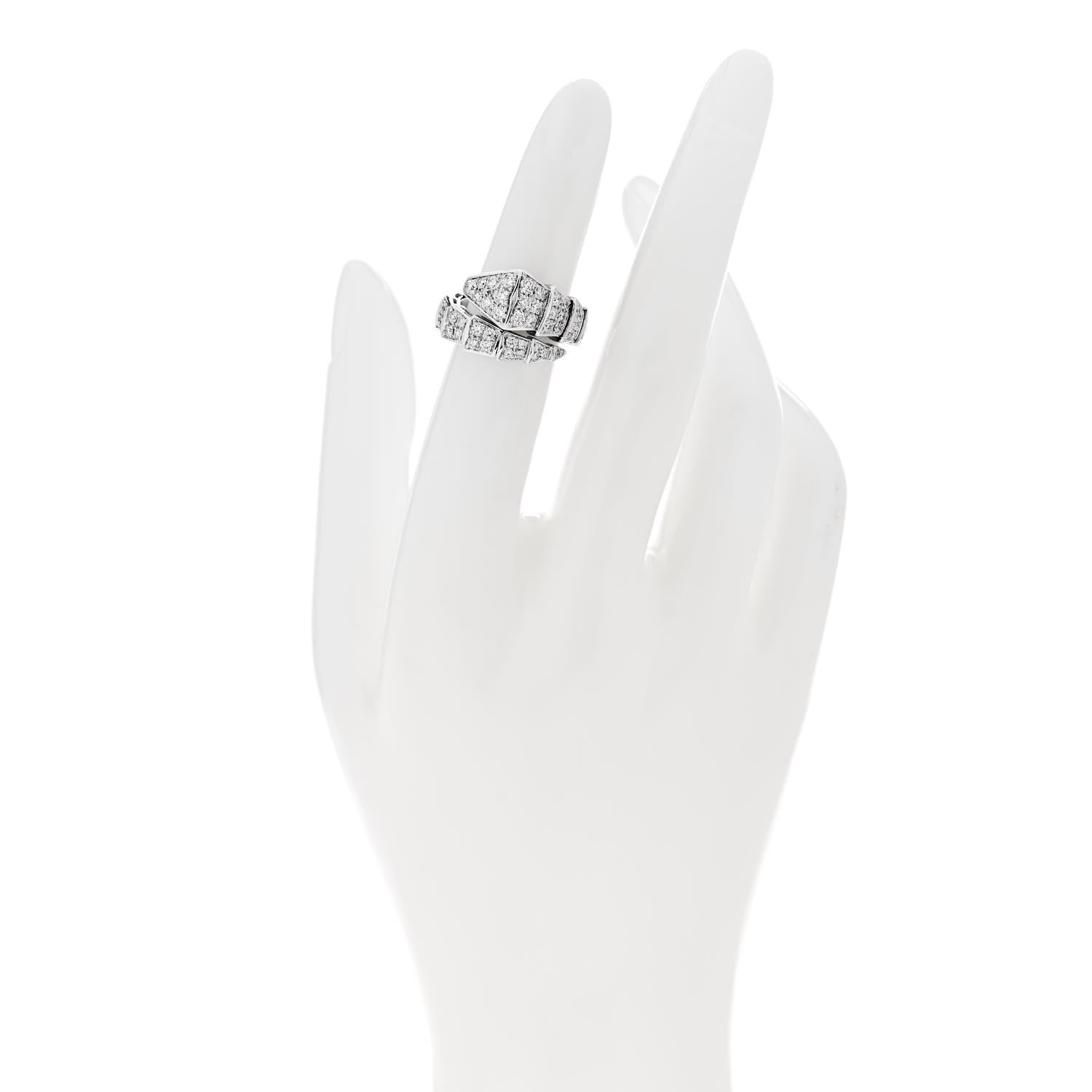 Bulgari 18K White Gold Diamond One-Coil Serpenti Viper Ring S 2 of 5