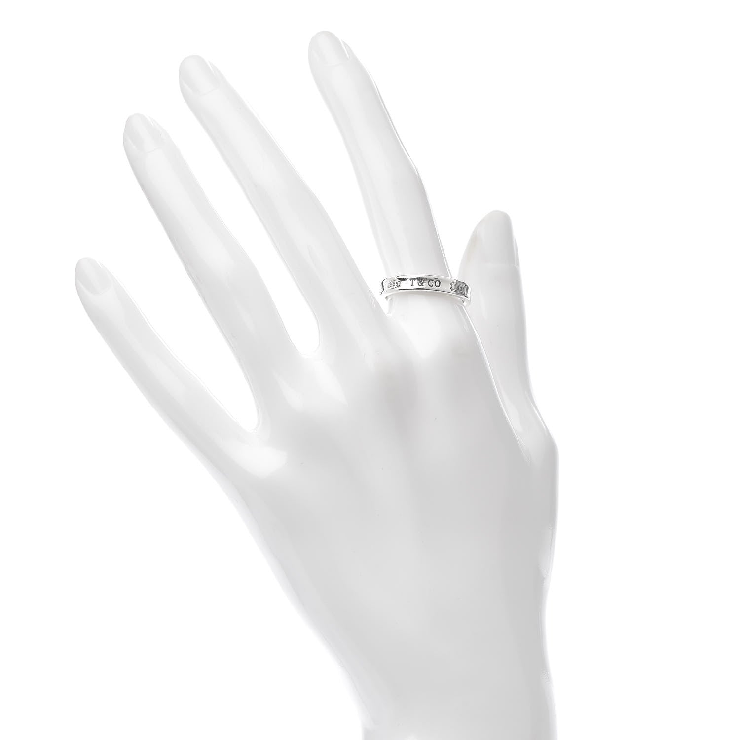 Tiffany Sterling Silver Narrow 1837 Band Ring 54 7 2 of 4