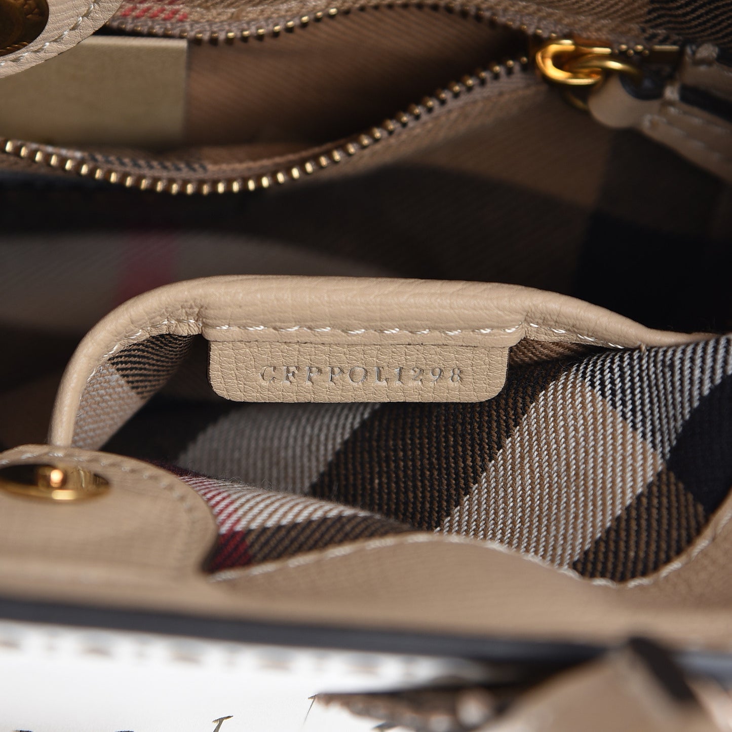 Calfskin Broguing Small Banner Tote Chino Multicolor
