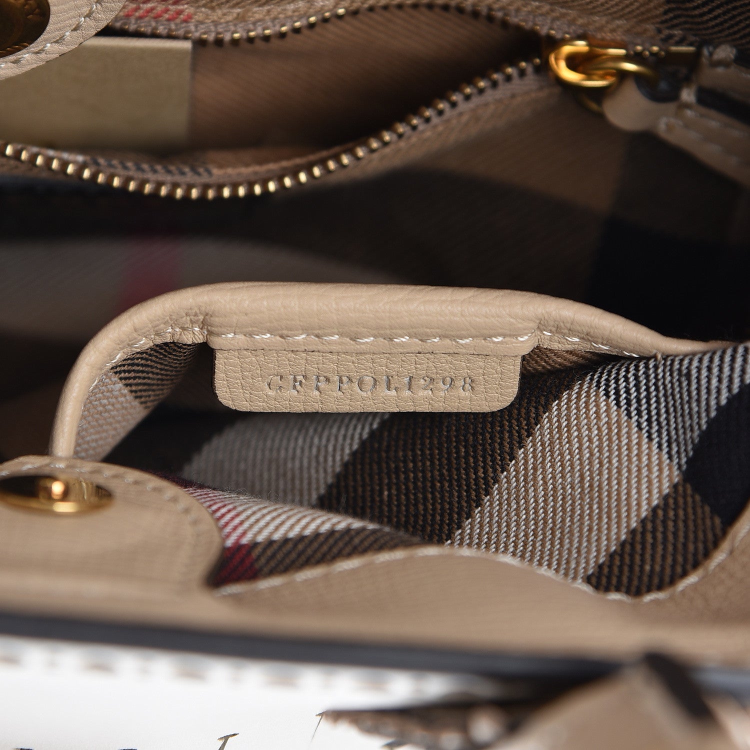 Burberry Calfskin Broguing Small Banner Tote Chino Multicolor 8 of 17